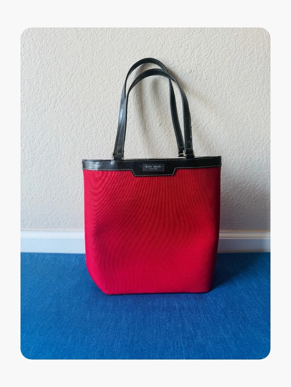 ★ Vintage Kate Spade New York Structured Nylon/Leather Shoulder Bag Red/Black ★